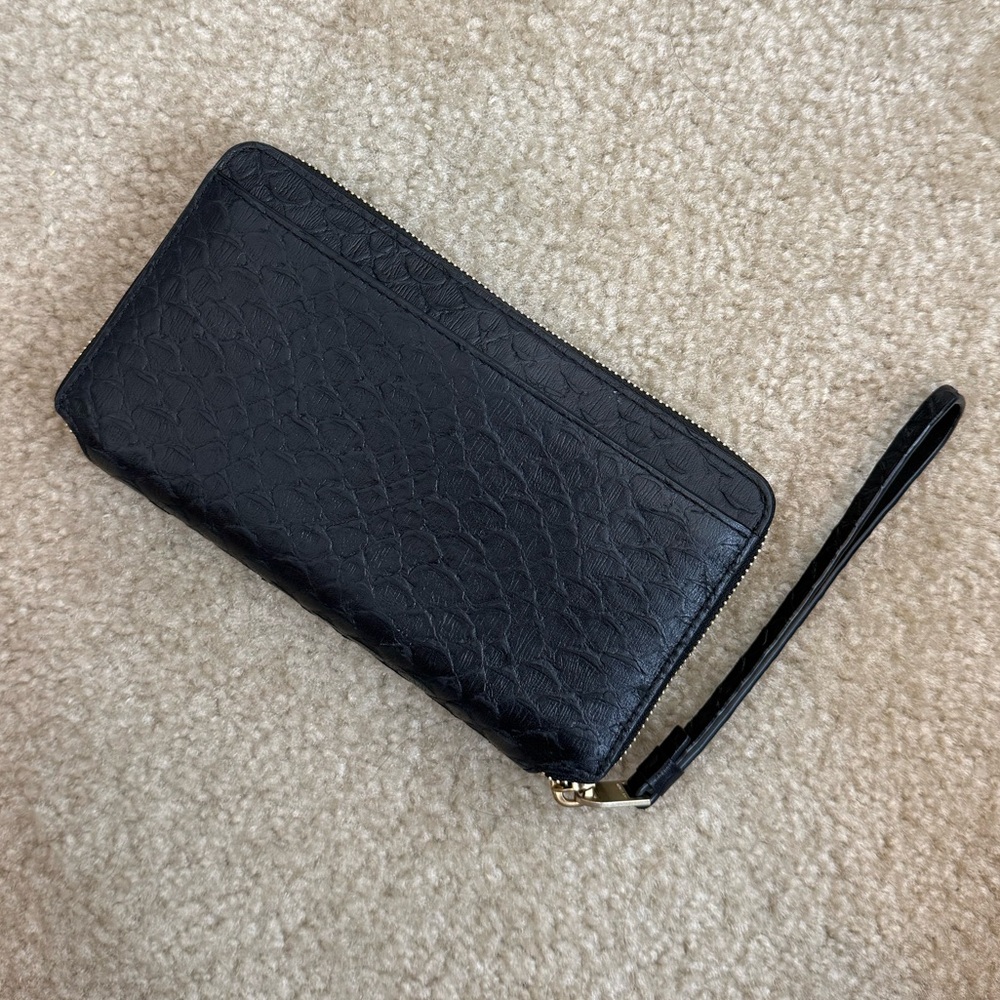 All Saints Black Leather Zip Wallet/Wristlet